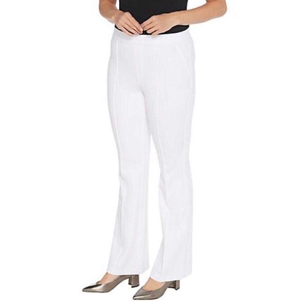 H Halston Ultra Knit Boot-Cut Pants Pintuck